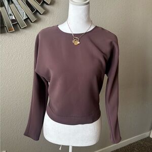 Wilfred Long-Sleeve Crewneck Top in Mauve Brown